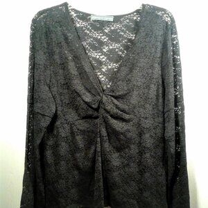Josephine Chaus Black Lace Longsleeve Top